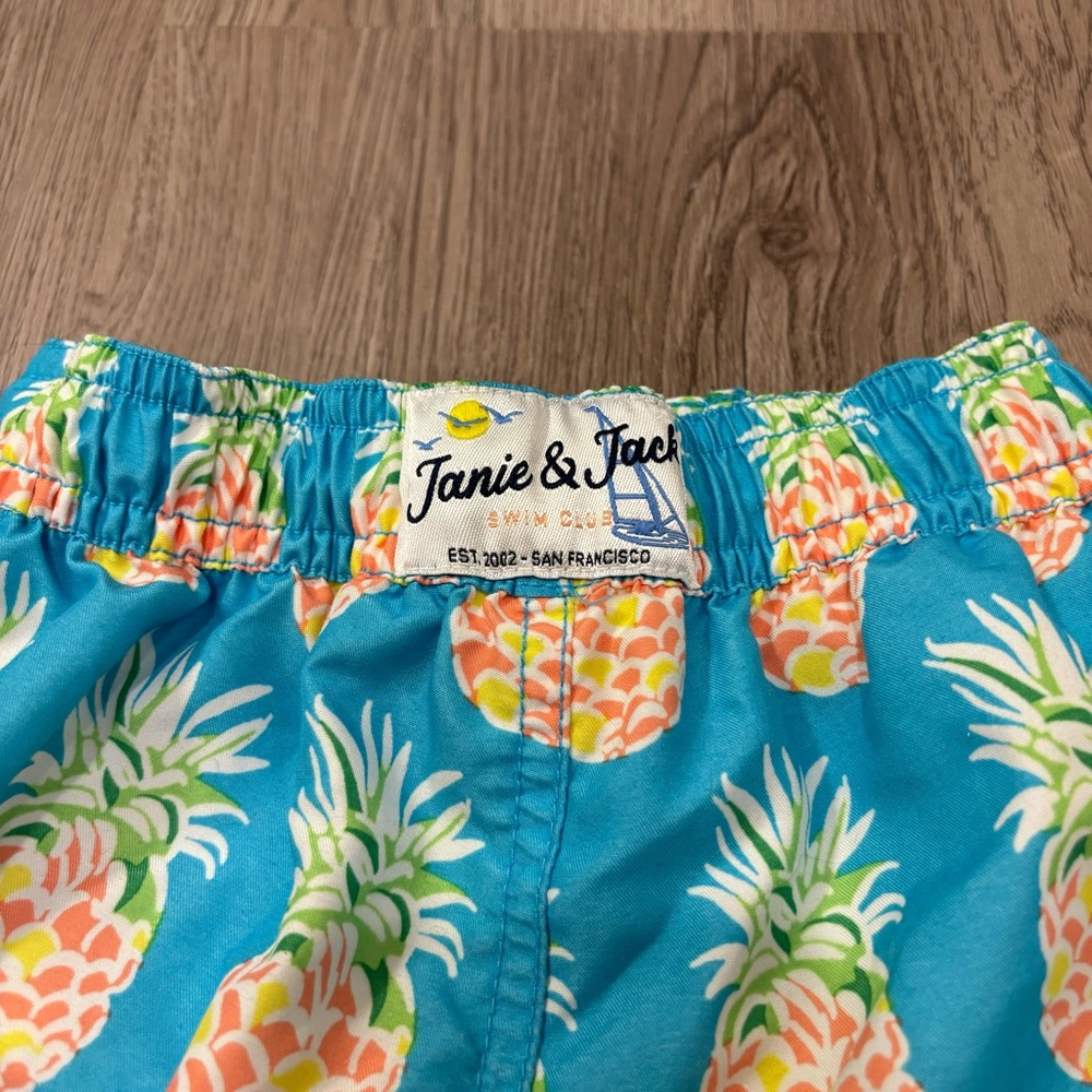 Janie And Jack Swim Trunks Blue/Pink Pineapple Mesh Lined Baby 18-24 Months - Picture 3 of 5